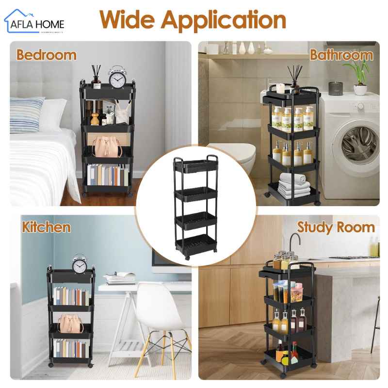 عربة تخزين بلاستيك منزليّة بعجلات