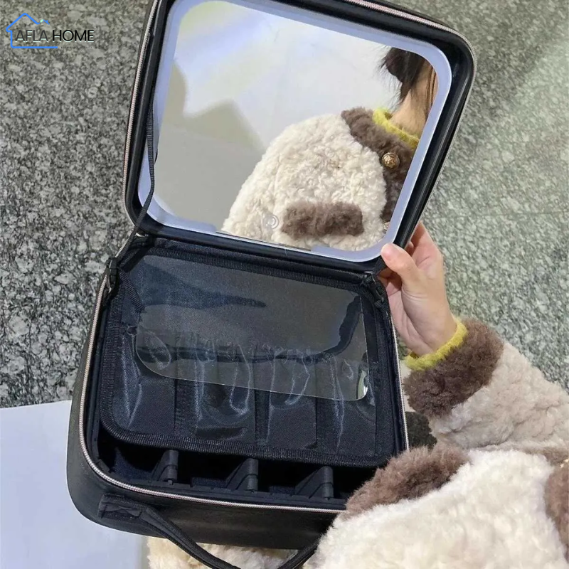 trousse à maquillage miroir LED rechargeable